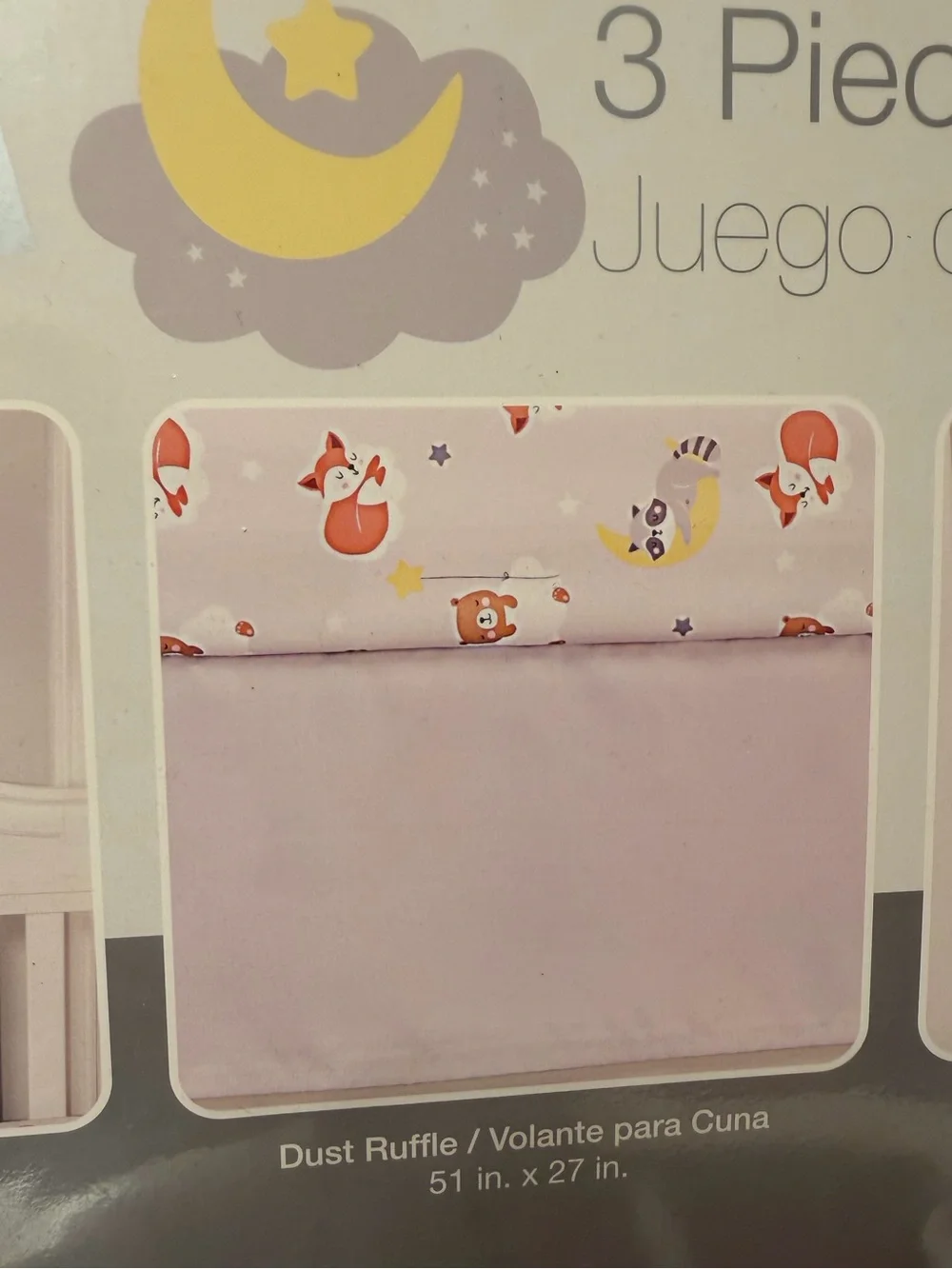 Everyday Kids 3 piece Crib Set with playful fox print. Adorable NWT Size Crib